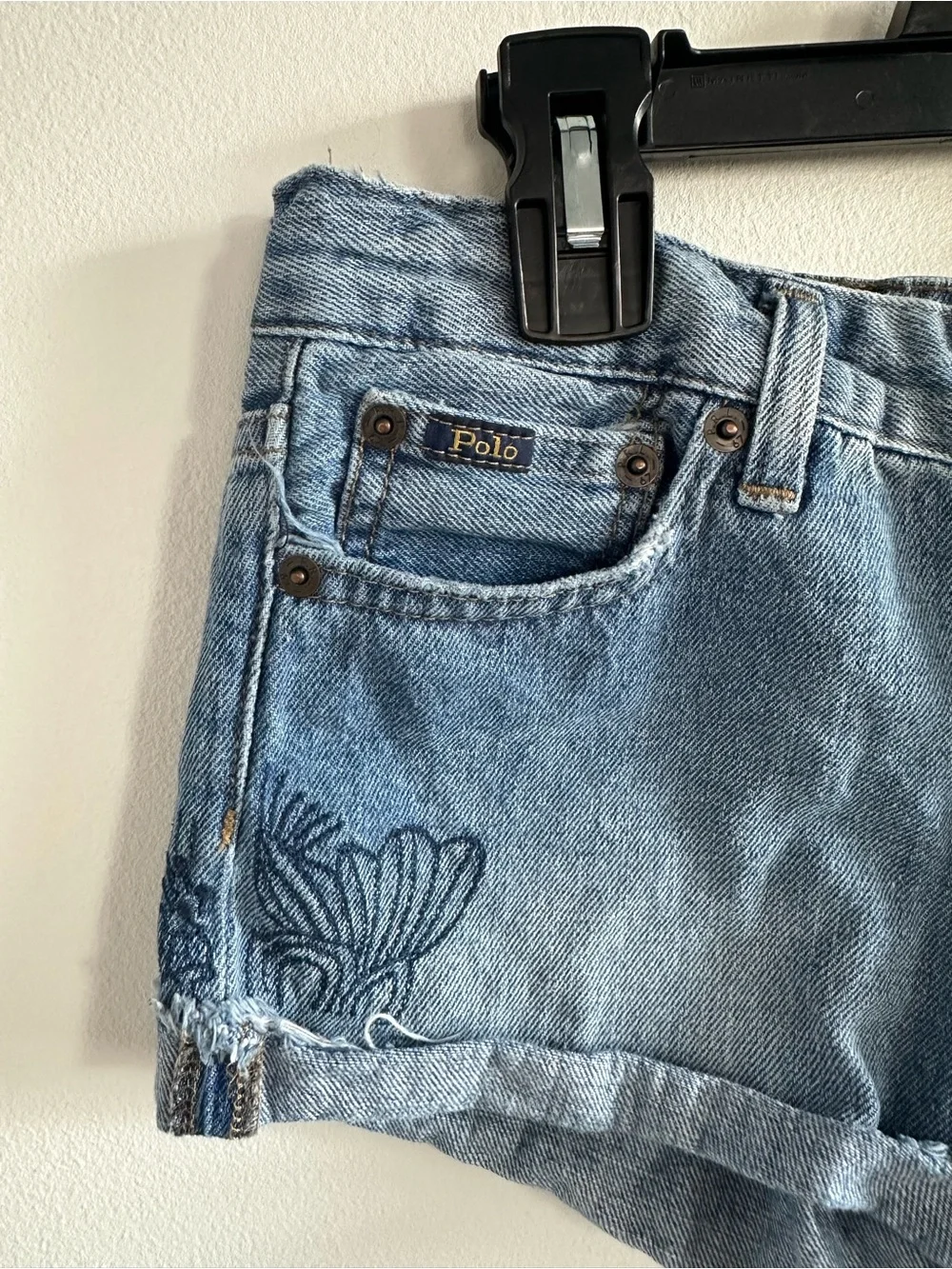 Ralph Lauren Blue Embroidered Denim Shorts Girls size 10